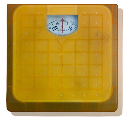 The Bathroom weight scale on white backgroundの写真素材