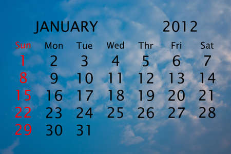 The January 2012 year isolated on the sky.の写真素材
