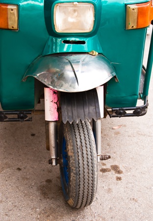 Front of the tricycle. It is native to the Asian cars.の写真素材