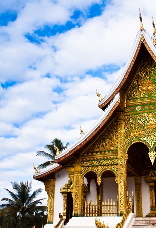 In front of the temple. The stunning architecture in laosの写真素材