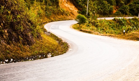 A road into Valley in the suburbs in Laos.の写真素材