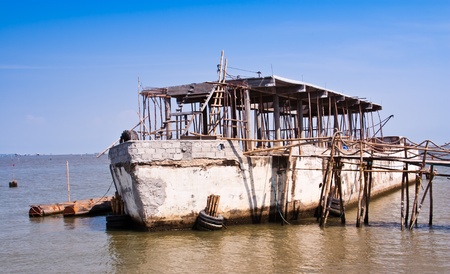 Vessel made ââof concrete  Construction to be a restaurant のeditorial素材