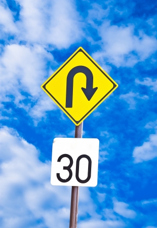 traffic sign to return the vehicle speed ââ30 km の写真素材