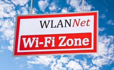 Signs say the area wifi serviceの写真素材