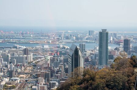 High angle view of the business district in Japan.のeditorial素材