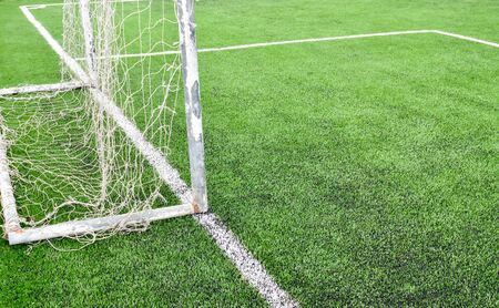The goal of the football field is deteriorating.の写真素材