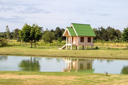 Small home in meadows and marshes.の写真素材