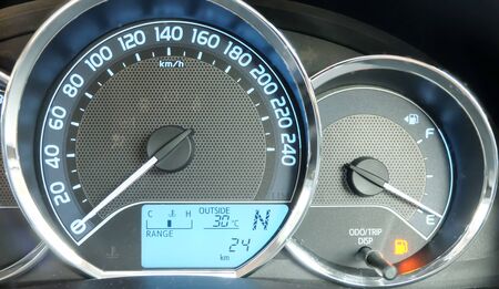 The meter shows the oil runs out