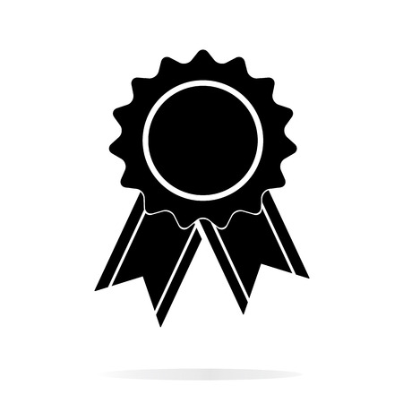 badge with ribbon in trendy flat style isolated on white background.のイラスト素材