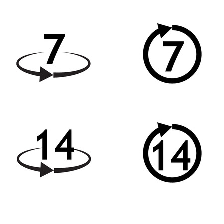 Return of goods within 7 or 14 	days sign icon. Warranty exchange symbol.のイラスト素材