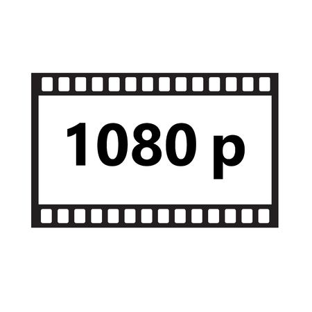 Flat icon of 1080p hd video on white background. 1080p hd video sign.のイラスト素材