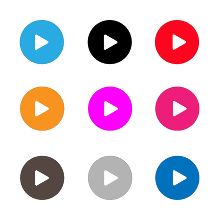 Play sign icon set, play button on white background in flat style.のイラスト素材