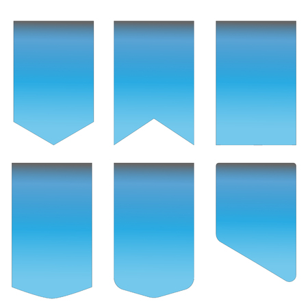 blue ribbon set on white background. vector blue ribbon banner. silk tape with curled conners.のイラスト素材