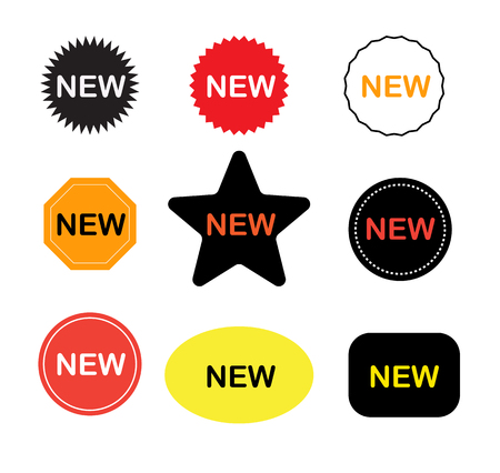New stickers icon on white background. New labels sign. New sticker set. Flat style.のイラスト素材