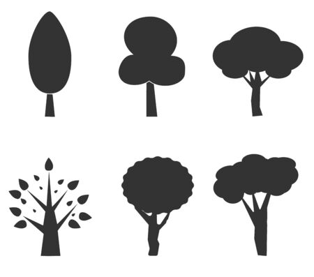 Tree icon on white background. tree silhouette icons set. flat style. Forest, park vector icons.のイラスト素材