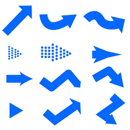 Blue arrows icon on white background. blue arrows sign. flat style. set blue arrows symbol.のイラスト素材
