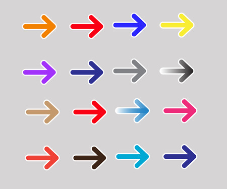 Set multicolor arrows icon on white background. Flat style.のイラスト素材