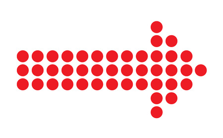 Dot red arrow on white background. red arrow sign. flat style. modern arrow symbol.のイラスト素材