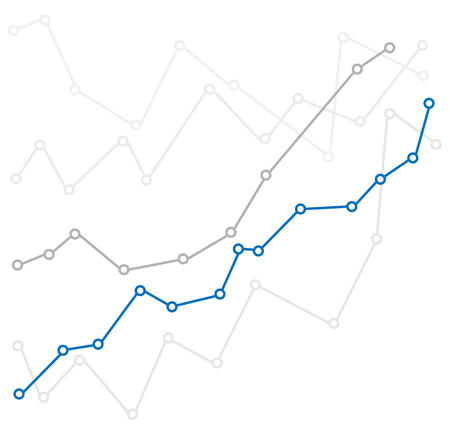 Business chart with uptrend line graph of stock market in flat style.のイラスト素材