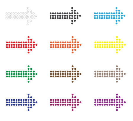 set of dot arrows icon on white background. flat style. set of colored arrows sign. dot arrows for your web site design, logo, app, UI.のイラスト素材