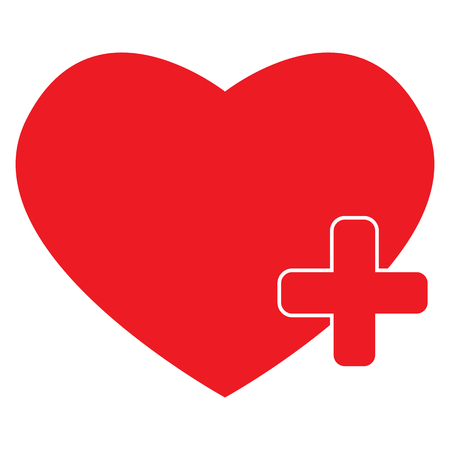 health care icon on white background. flat style. health care icon for your web site design, logo, app, UI. heart with red cross. health care logo.のイラスト素材
