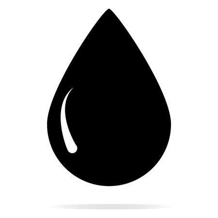 drop icon on white background. flat style. black drop icon for your web site design, logo, app, UI. rain drop sign. pure watwe drop symbol. a drop with shadow sign.のイラスト素材