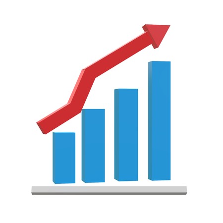 3D growth icon on black background. flat style. graph chart icon for your web site design, logo,...