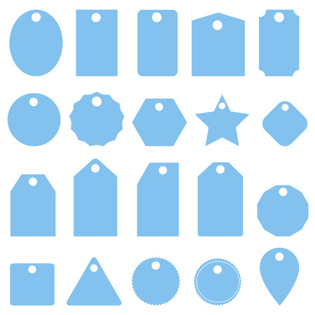 set blue price tags icon on white background. flat style. set price tags icon for your web site design, logo, app, UI. label symbol. gift tags sign.のイラスト素材