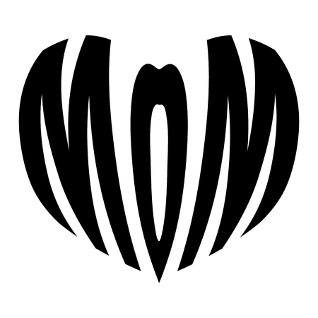 mom in heart icon on white background. flat style. mothers day sign for your web site design, logo, app, UI. mom in heart symbol. mama sign.のイラスト素材