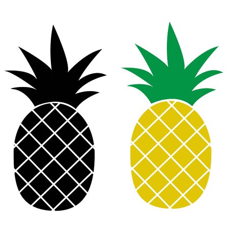 Pineapple icon on white background. flat style. Pineapple Tropical icon for your web site design. Pineapple Tropical Fruit symbol.のイラスト素材