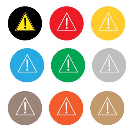 set exclamation icon on white background. flat style. exclamation icon for your web site design, app, UI. Hazard warning attention symbol. Problems with the car sign.のイラスト素材