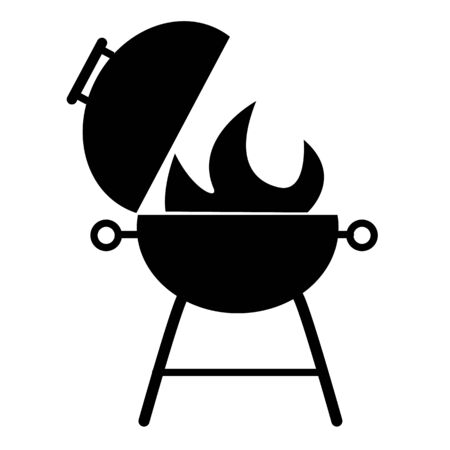 grill icon on white background. flat style. black BBQ grill icon for your web site design, logo, app, UI. barbeque symbol. outdoor grill sign.のイラスト素材
