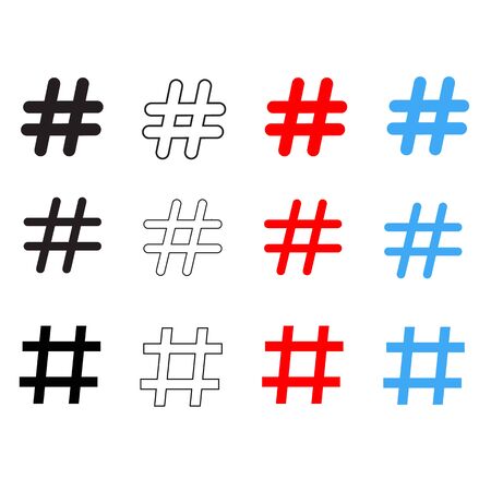 set hashtag icon on white background. flat style. Hashtag symbol. Hashtag signs.のイラスト素材