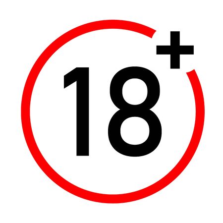 under 18 not allow icon on white background. flat style. 18 plus 