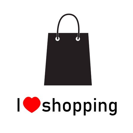 i love shopping icon on white background. flat style. concept of e-commerce and promotion.のイラスト素材