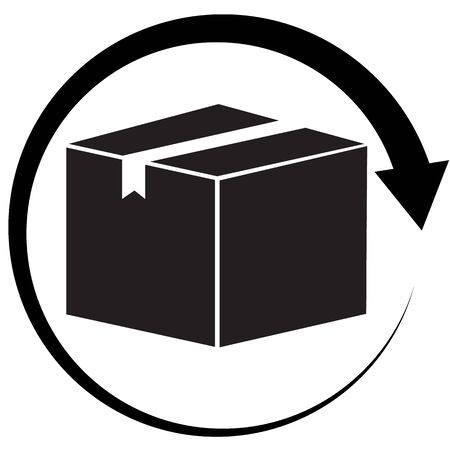 return parcel icon on white background. package tracking symbol. delivery and free return gifts symbol.のイラスト素材