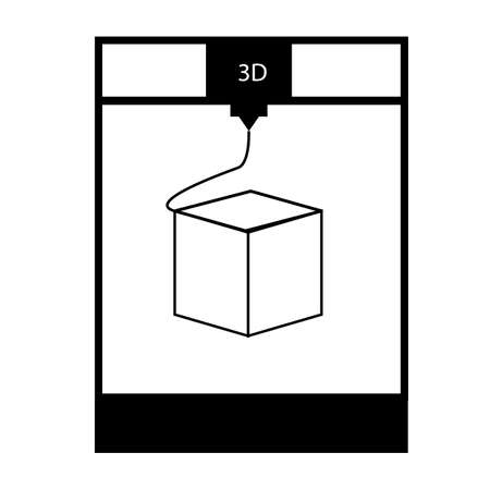 3D printing icon on white background. 3D printing new product development sign. flat style. printing...