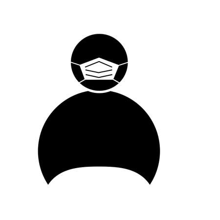 person in protective surgical mask icon on white background. Icon of person in medical mask sign. flat style.のイラスト素材
