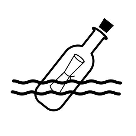 message in the bottle icon on white background. pirates symbol. bottle with note sign. flat style.のイラスト素材