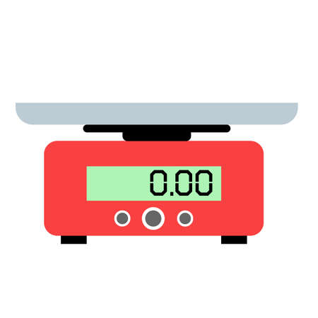 food weight kitchen on white background. domestic weigh scale food balance sign. food scale symbol. flat style. digital food scale.のイラスト素材