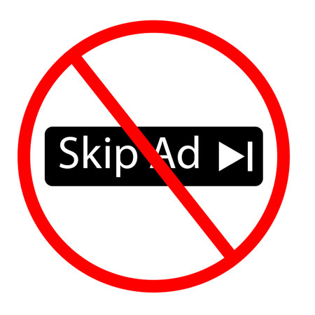 please do not skip ad icon on white background. no skip sign. flat style. not skip ad symbol.のイラスト素材