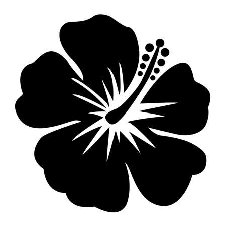 hibiscus icon on white background. hibiscus flower sign. black Hibiscus flower symbol. flat style.のイラスト素材