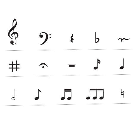 set of musical notes and symbols. set of music notes on white background. music notes collection.のイラスト素材