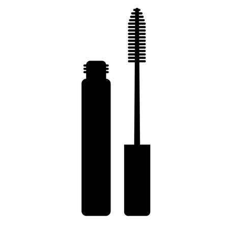 mascara icon on white background. mascara brush sign. flat style. mascara logo. open tube of mascara symbol.のイラスト素材
