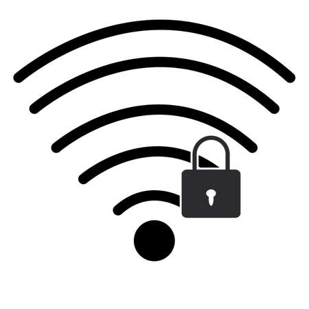 lock wifi icon on white background. password Wi-fi symbol. Wifi security sign. flat style.のイラスト素材