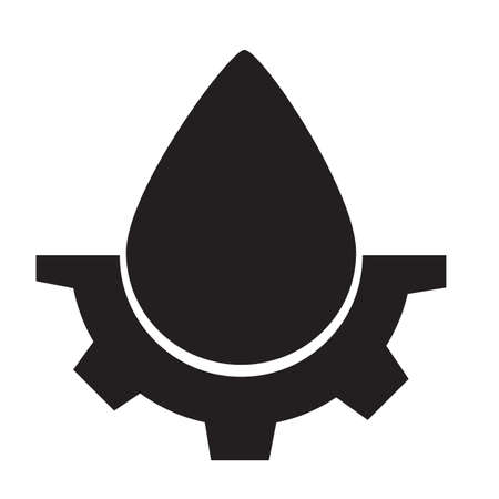drop and gears icon on white background. drop water gear sign. water drop logo. flat style. gear drop symbol.のイラスト素材