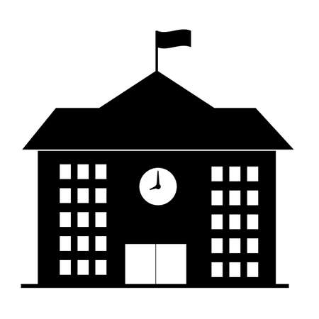 high school modern on white background. school sign. flat style. high school building symbol.のイラスト素材