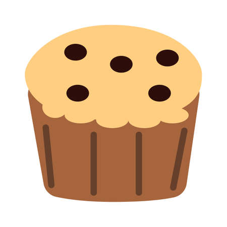 muffin icon on white background. muffin logo. muffin chocolate sign. muffin chocolate chips symbol. flat style.のイラスト素材