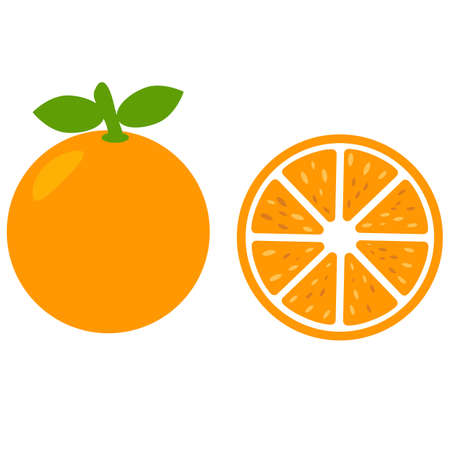 orange fruit icon on white background. orange slice sign. orange peace symbol. organic fruit. flat style.のイラスト素材