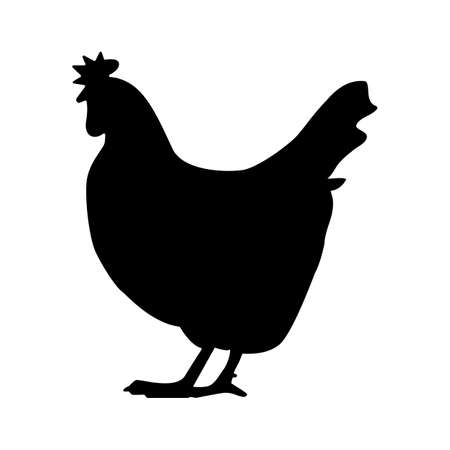 chicken icon on white background. chicken silhouette. hen symbol. flat style.のイラスト素材